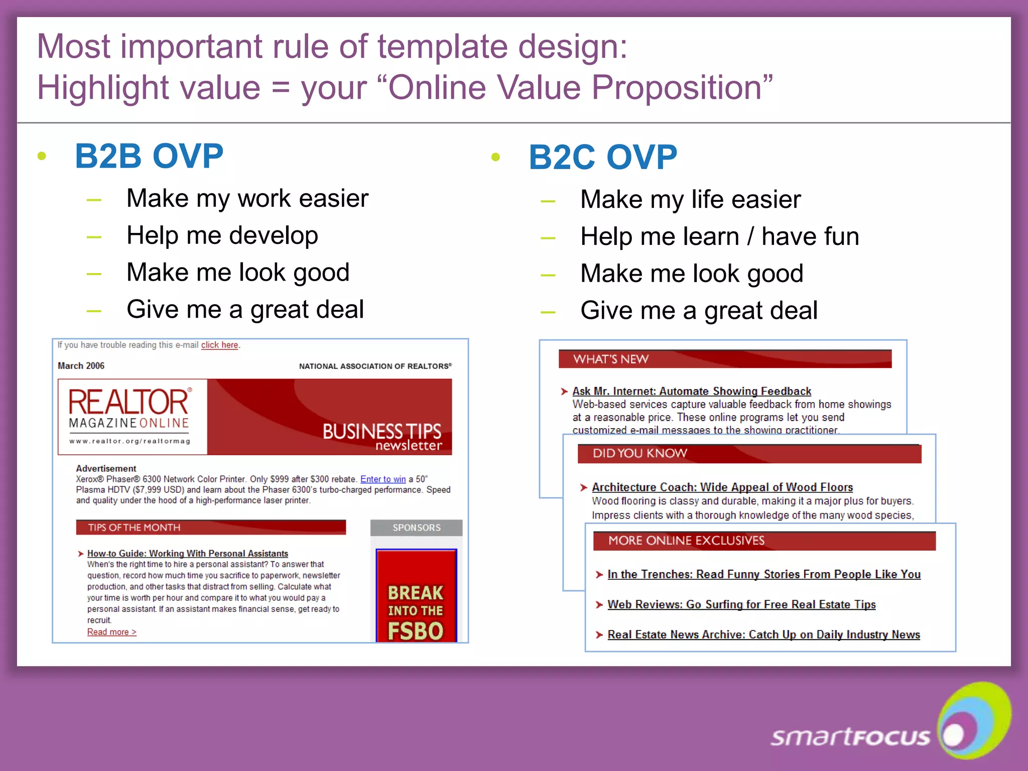 Multi-message example29Remailing with urgency to openersResponseincreases by40% for campaignFirst Campaign,Conversion rate = 0.2%Second Campaign, Conversion rate = 0.2%Source: E-consultancy Masterclass 2005 - BCATip. Use time-limited offers