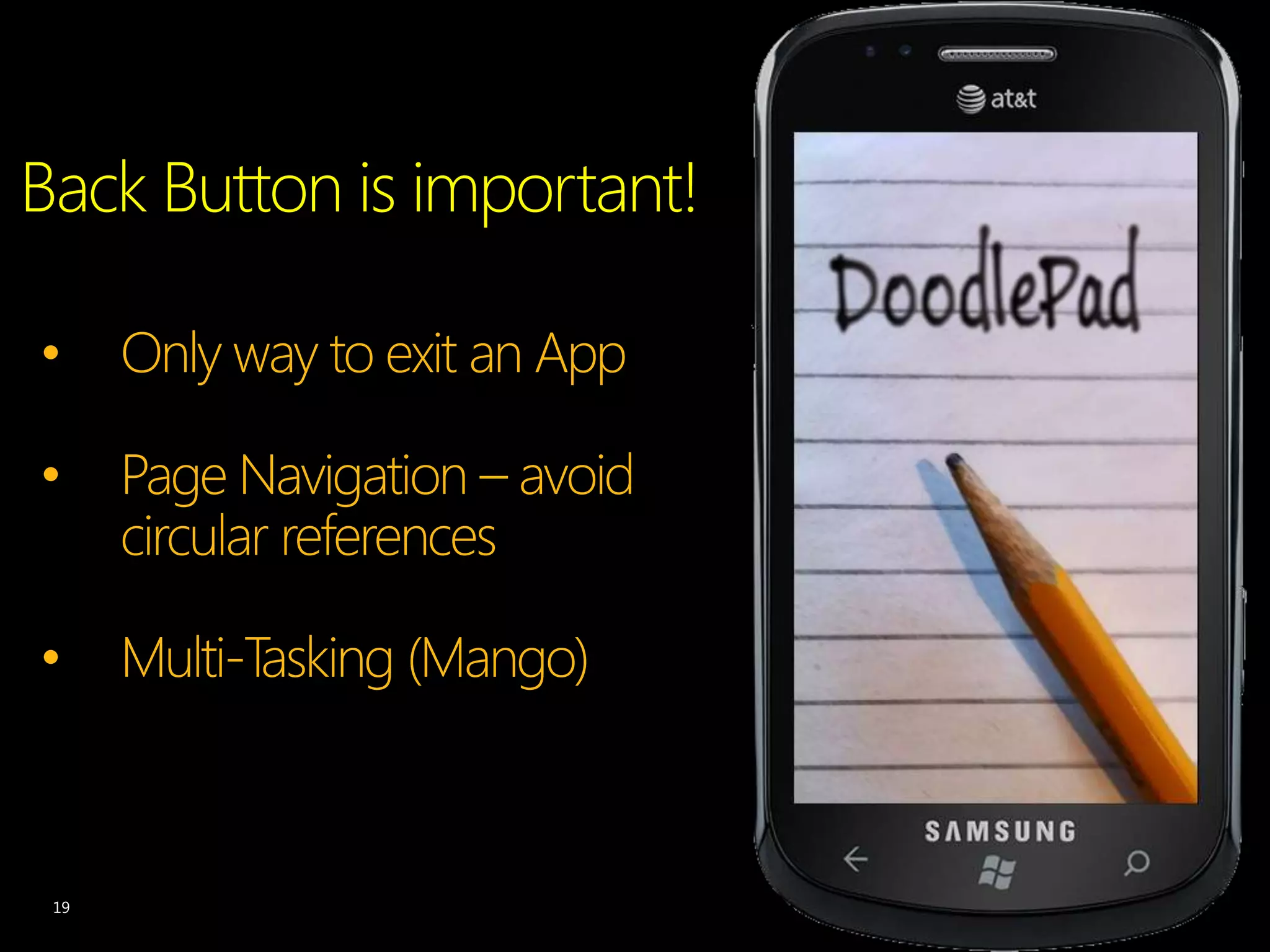 Back Button is important!
 