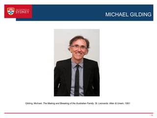 MICHAEL GILDING




Gilding, Michael. The Making and Breaking of the Australian Family. St. Leonards: Allen & Unwin, 1991.




                                                                                                         12
 