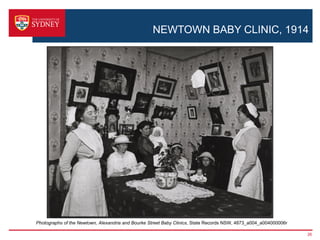 NEWTOWN BABY CLINIC, 1914




Photographs of the Newtown, Alexandria and Bourke Street Baby Clinics, State Records NSW, 4873_a004_a004000006r

                                                                                                                  26
 