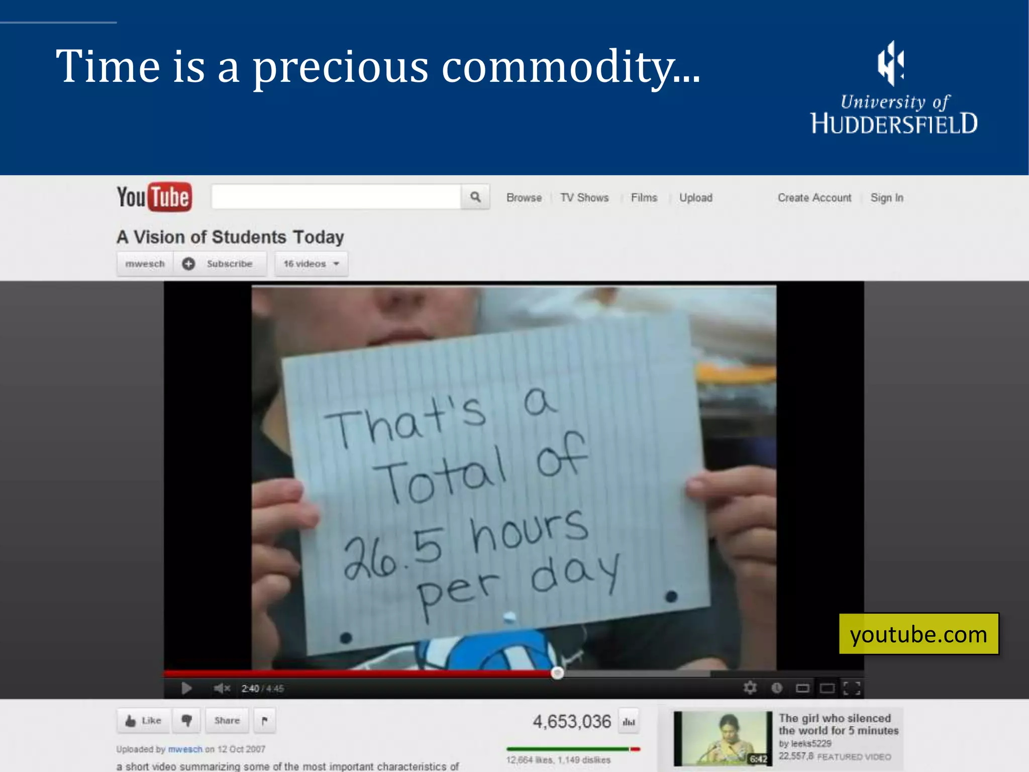 Time is a precious commodity...




                                  youtube.com
 