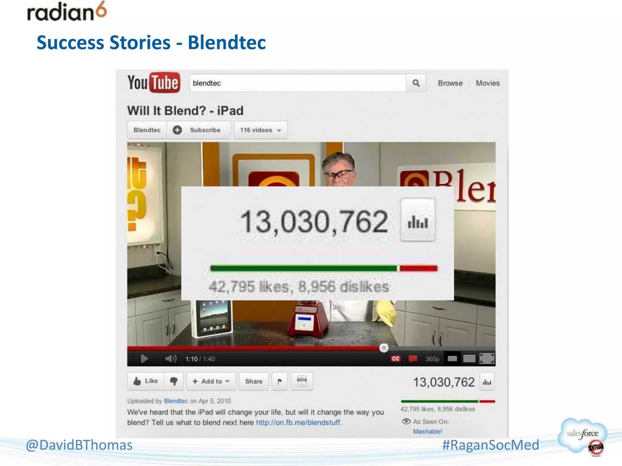 Success Stories - Blendtec




@DavidBThomas                 #RaganSocMed
 