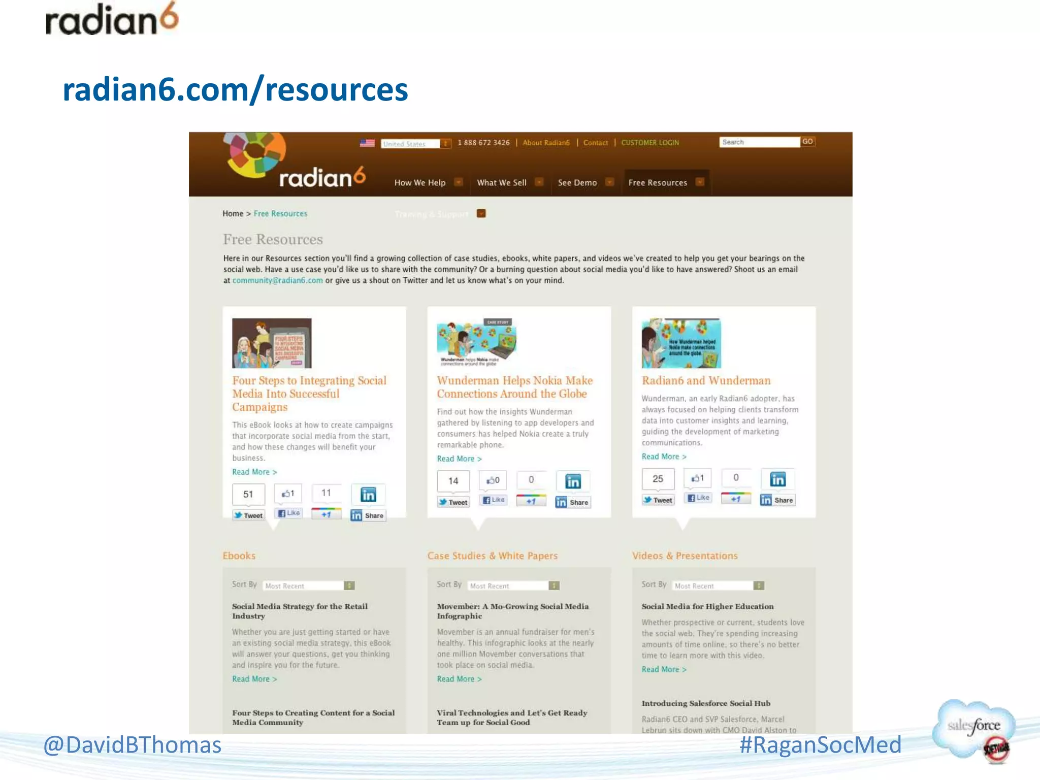 radian6.com/resources




@DavidBThomas            #RaganSocMed
 
