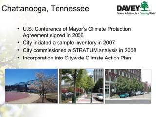 Chattanooga, Tennessee U.S. Conference of Mayor’s Climate Protection Agreement signed in 2006 City initiated a sample inventory in 2007 City commissioned a STRATUM analysis in 2008 Incorporation into Citywide Climate Action Plan 