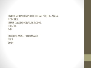 ENFERMEDADES PRODUCIDAS POR EL AGUA. 
NOMBRE. 
JESUS DAVID MORALES ROMO. 
GRADO. 
8-B 
PUERTO ASIS –PUTUMAYO 
IECA 
2014 
 