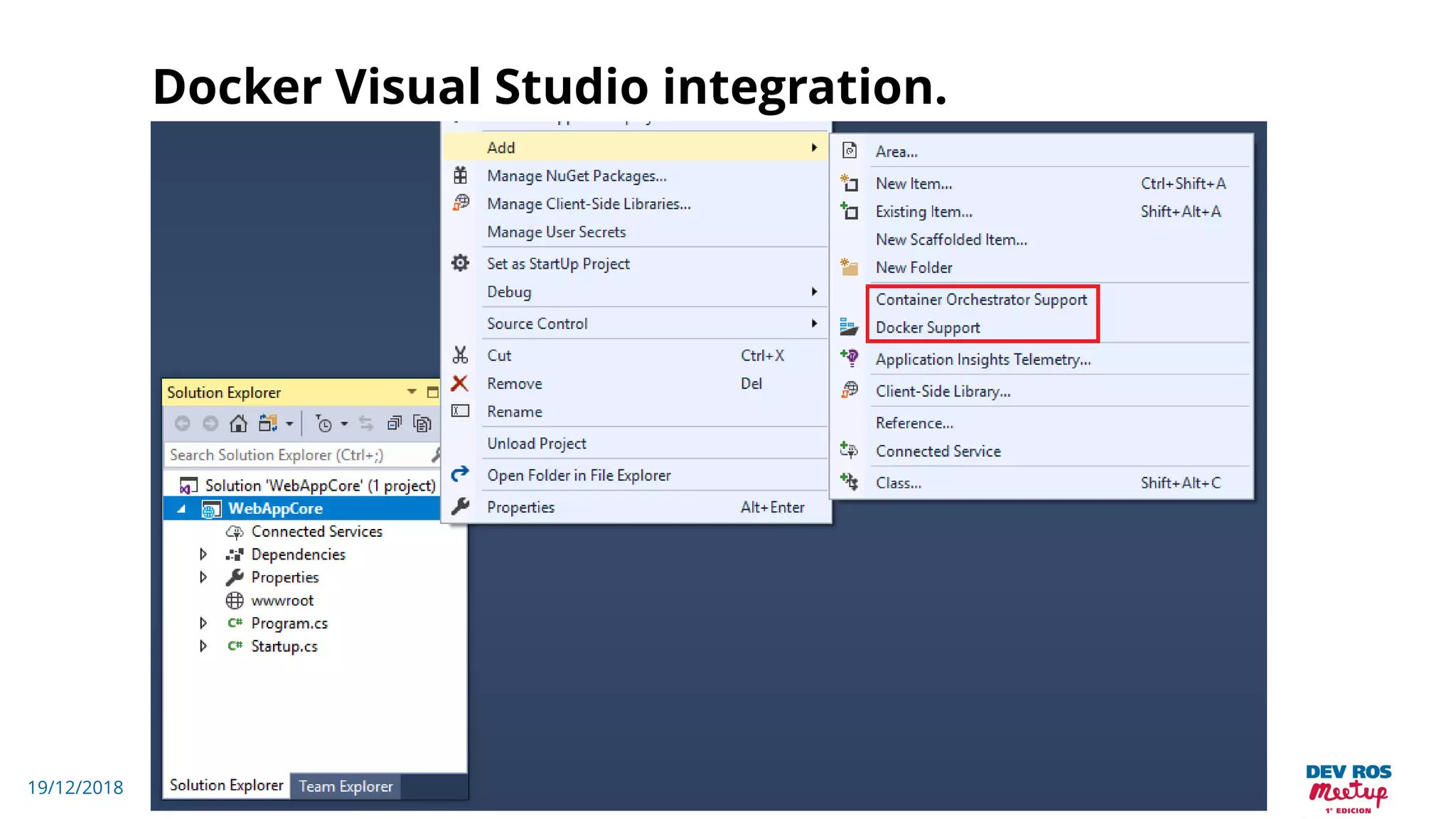 19/12/2018
Docker Visual Studio integration.
 