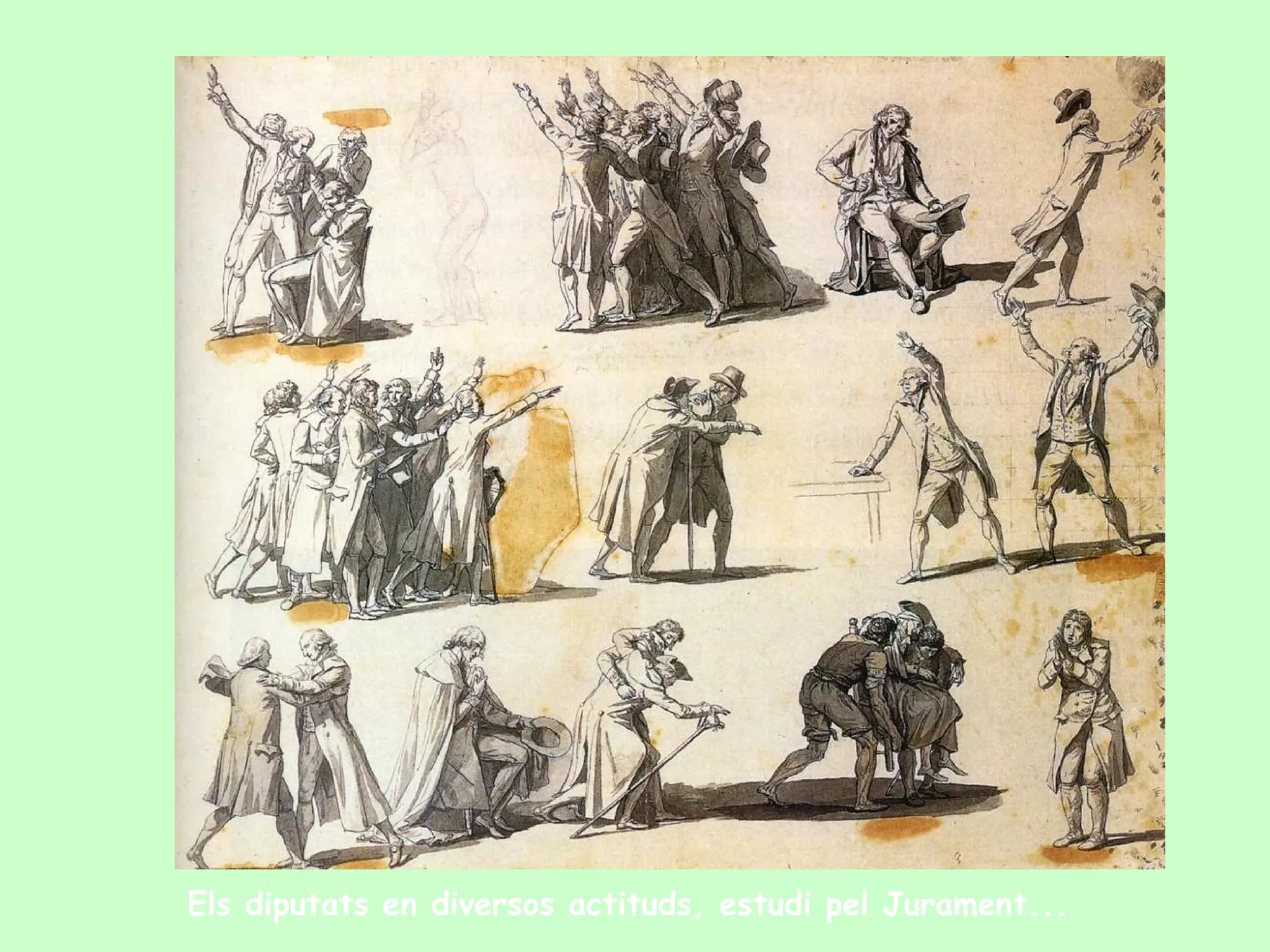 Els diputats en diversos actituds, estudi pel Jurament...
 