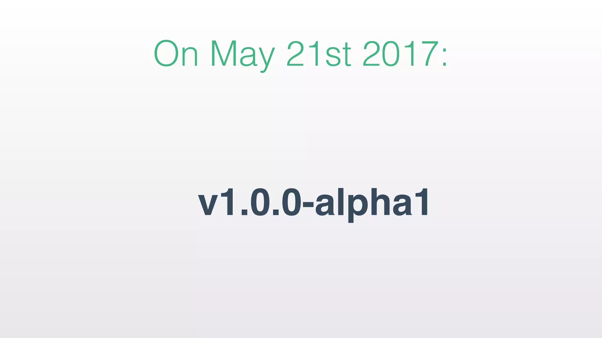 v1.0.0-alpha1
On May 21st 2017:
 