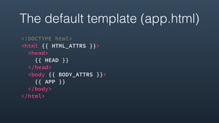 The default template (app.html)
<!DOCTYPE html>
<html {{ HTML_ATTRS }}>
<head>
{{ HEAD }}
</head>
<body {{ BODY_ATTRS }}>
{{ APP }}
</body>
</html>
 