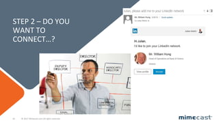 © 2017 Mimecast.com All rights reserved.16
STEP 2 – DO YOU
WANT TO
CONNECT…?
 