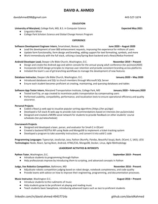 David Ahmed's Resume | PDF