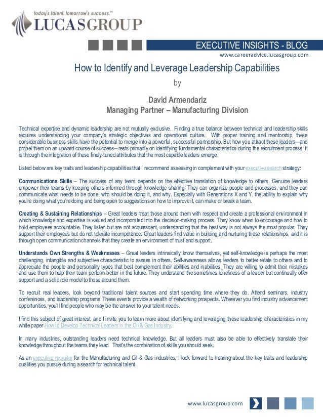How to Identify and Leverage Leadership Capabilities