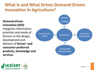Demand-Driven innovation in agriculture: Creating economic opportunity for smallholder farmers and nutritional security for consumers