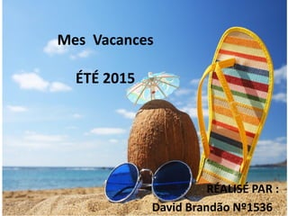 Mes Vacances
ÉTÉ 2015
RÉALISÉ PAR :
David Brandão Nº1536