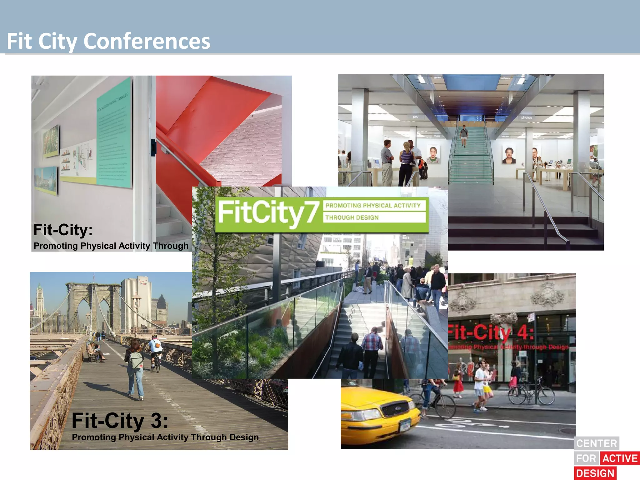 Fit City Conferences




  Fit-City:
  Promoting Physical Activity Through Design




          Fit-City 3:
          Promoting Physical Activity Through Design
 