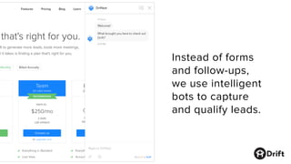 Instead of forms
and follow-ups,
we use intelligent
bots to capture
and qualify leads.
 
