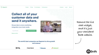 Remove the live
chat widget,
and it’s just
your standard
B2B website.
 