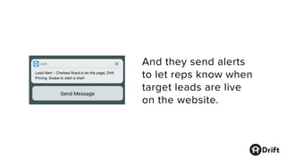 And they send alerts
to let reps know when
target leads are live
on the website.
 