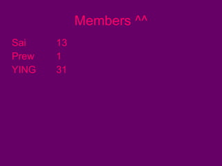 Members ^^ Sai  13 Prew 1  YING 31 