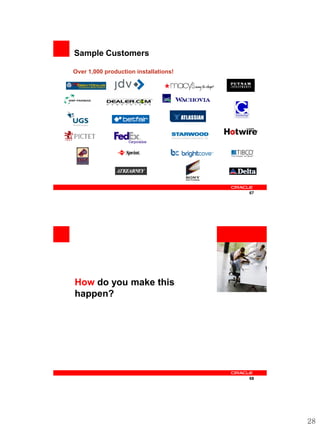 Sample Customers

Over 1,000 production installations!




                                                     67




                                       <Insert Picture Here>



How do you make this
happen?




                                                     68




                                                               28
 