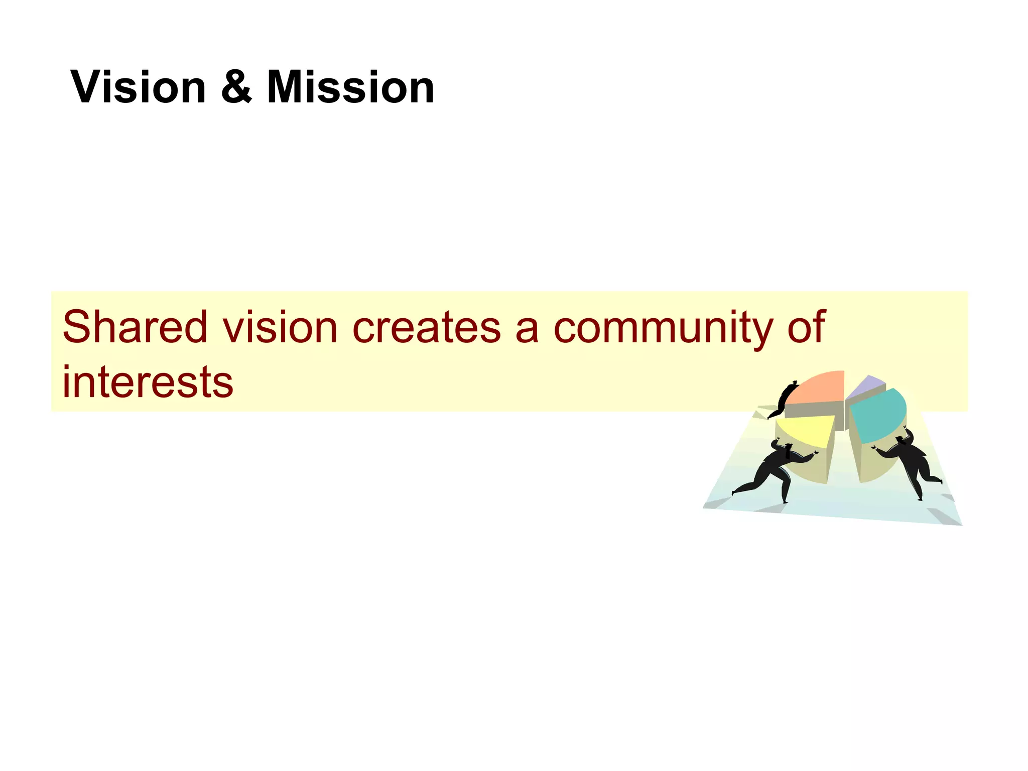 Vision & Mission Shared vision creates a community of interests 
