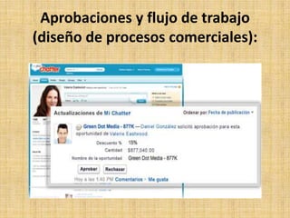 Aprobaciones y flujo de trabajo
(diseño de procesos comerciales):
 