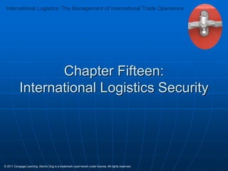 International Logistics: The Management of International Trade Operations

Chapter Fifteen:
International Logistics Security

© 2011 Cengage Learning. Atomic Dog is a trademark used herein under license. All rights reserved.

 