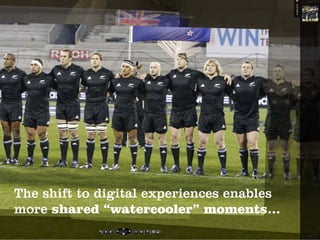 The shift to digital experiences enables
more shared “watercooler” moments...
 