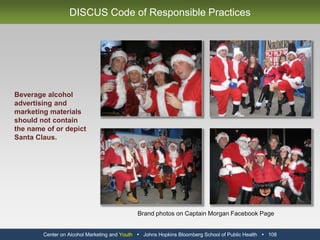 Center on Alcohol Marketing and Youth   Johns Hopkins Bloomberg School of Public Health   96Distilled Spirit Brand Website Best PracticeBEST PRACTICEIf a visitor enters an age below the LPA, the Captain Morgan brand website stores this age and denies entry (re-directing to Century Council) upon subsequent visits.