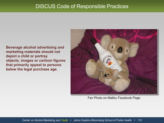 BEST PRACTICESSome alcohol brand content, specifically the brand channels for Bud Light, Coors Light, Grey Goose, and Heineken, requires visitors to sign in with an age over 18 in order to access.WORST PRACTICESThe age required to view restricted alcohol content is 18 not 21.Some alcohol brand content, specifically the brand channels for Malibu, Absolut, Bacardi, Captain Morgan and Smirnoff, is accessible without signing in.“User-uploaded” alcohol brand-oriented videos do not require visitors to sign in before viewing.Center on Alcohol Marketing and Youth   Johns Hopkins Bloomberg School of Public Health   103YouTube Best Practices