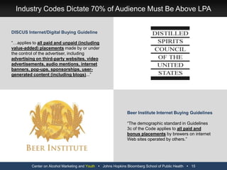 Center on Alcohol Marketing and Youth   Johns Hopkins Bloomberg School of Public Health   3Digital Advertising Holds Great PromisePhoto Credit – Fan Photo on Budweiser Facebook Page“Digital advertising is capable of delivering not double, but triple digit growth if everyone can play their role to the best of their ability.”Jeff Vandecruys, Global Project Leader, Anheuser-Busch InBev