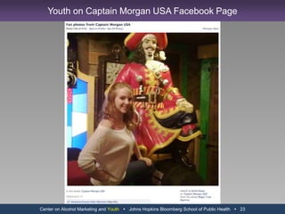 Center on Alcohol Marketing and Youth   Johns Hopkins Bloomberg School of Public Health   11Social Media is Growing in PopularityGlobally, 313 million unique visitors spent an average of 6 hours on social networking sites in March 2010. (Nielsen)In the U.S.127 million people spent an average of 6 hours 2 minutes on Facebook in June 2010. (Nielsen)98 million people spent an average of 1 hour 12 minutes on YouTube in June 2010. (Nielsen)8 million people spent an average of 2 hours 12 minutes on Twitter in November 2010. (Experian)