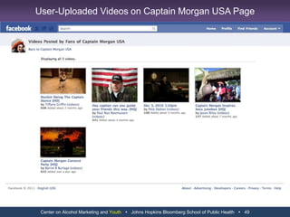 Center on Alcohol Marketing and Youth   Johns Hopkins Bloomberg School of Public Health   37Captain Morgan USA Brand Page on Facebook