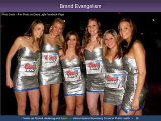 Center on Alcohol Marketing and Youth   Johns Hopkins Bloomberg School of Public Health   44Interactions on Alcohol Brand Walls in January 2011Source: Facebook, February 2011