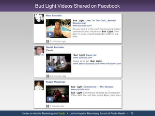 Center on Alcohol Marketing and Youth   Johns Hopkins Bloomberg School of Public Health   60Team Bud Light Facebook Page