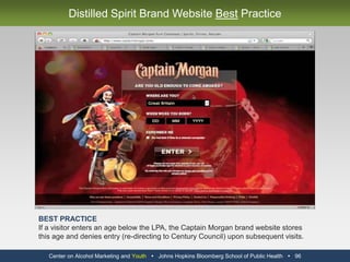 DonQ Rum Goes All Social With New CampaignDonQ Rum is launching a digital contest dangling a trip to Puerto Rico as grand prize.  Running through March, the campaign involves several social media Web sites, one for each of the areas in which consumers will compete.  Participants can start the challenge within each partner site.  The company will advertise the program at each of the sites, thus mining each of the Web property’s installed fan base.  When they answer correctly in the first quiz, they will be directed to DonQ.com/MasterofAllSkills.com.  Once there, they have to create a profile to finish the rest of the challenges.NotCot.comis the hub for the mixology-quiz part of the competition; BuzzFeed.com is for the humor competition; Foodspotting.com is the hub for the foodie competition; a test on humanitarian activity will be at Good.com; CoolHunting.com will house a culture battle Instructables.com will host the do-it-yourself part of the competition; Pitchfork.com will be the music-competition venue; technology tests will be hosted by Gizmodo.com; and a romance-savvy competition will be at OkCupid.com.Greenberg, K.  (2011, January 25).  DonQ Rum Goes All Social With New Campaign.  MediaPost News.  Retrieved from http://www.mediapost.com/publications/?art_aid=143542&fa=Articles.showArticleCenter on Alcohol Marketing and Youth   Johns Hopkins Bloomberg School of Public Health   84DonQ Social Media Campaign Across 9 SitesPhoto Credit – Fan Photo on DonQ Facebook Page