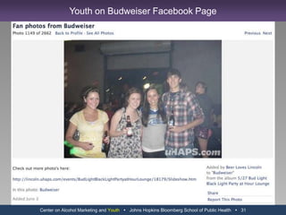 Center on Alcohol Marketing and Youth   Johns Hopkins Bloomberg School of Public Health   19,[object Object],Youth on Smirnoff US Facebook Page,[object Object]