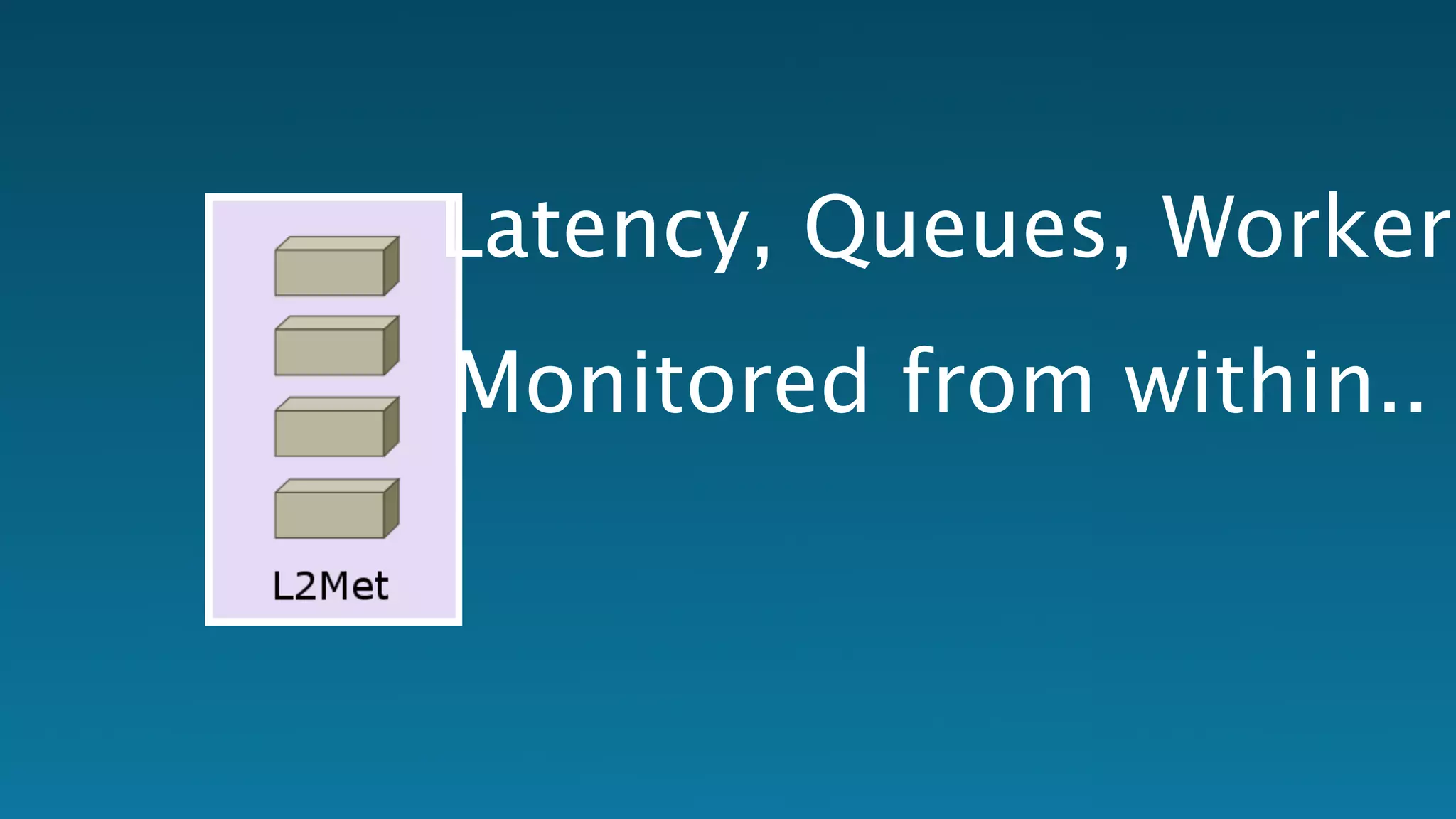 I Latency, Queues, Workers 
Monitored from within.. 
 