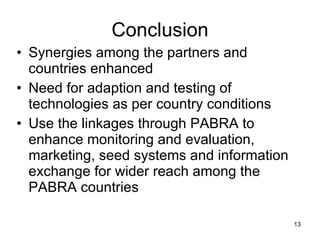 Value added bean technologies for enhancing food security, nutrition, income and resilience to cope with climate change and variability challenges in eastern Africa
