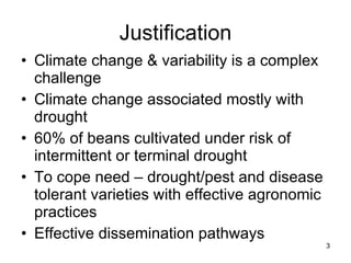 Value added bean technologies for enhancing food security, nutrition, income and resilience to cope with climate change and variability challenges in eastern Africa