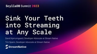 Sink Your Teeth
into Streaming
at Any Scale
David Kjerrumgaard, Developer Advocate at Stream Native
Tim Spann, Developer A...