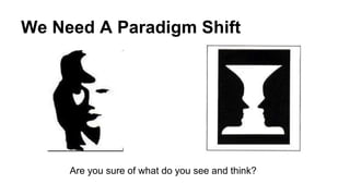 We Need A Paradigm Shift
Are you sure of what do you see and think?
 