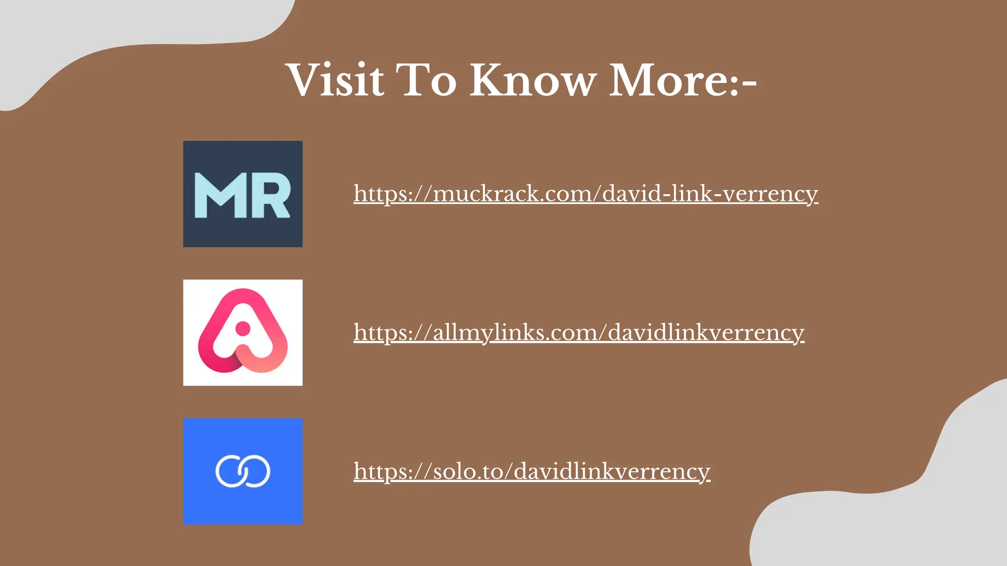 Visit To Know More:-
https://muckrack.com/david-link-verrency
https://allmylinks.com/davidlinkverrency
https://solo.to/davidlinkverrency
 