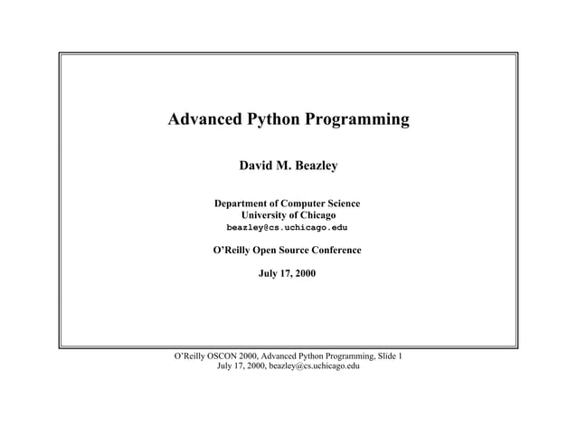David M. Beazley - Advanced Python Programming (2000, O'Reilly).pdf