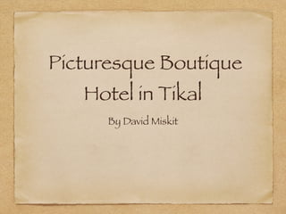 Picturesque Boutique
Hotel in Tikal
By David Miskit
 