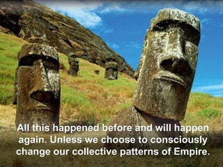 All this happened before and will happen
again. Unless we choose to consciously
change our collective patterns of Empire.
 