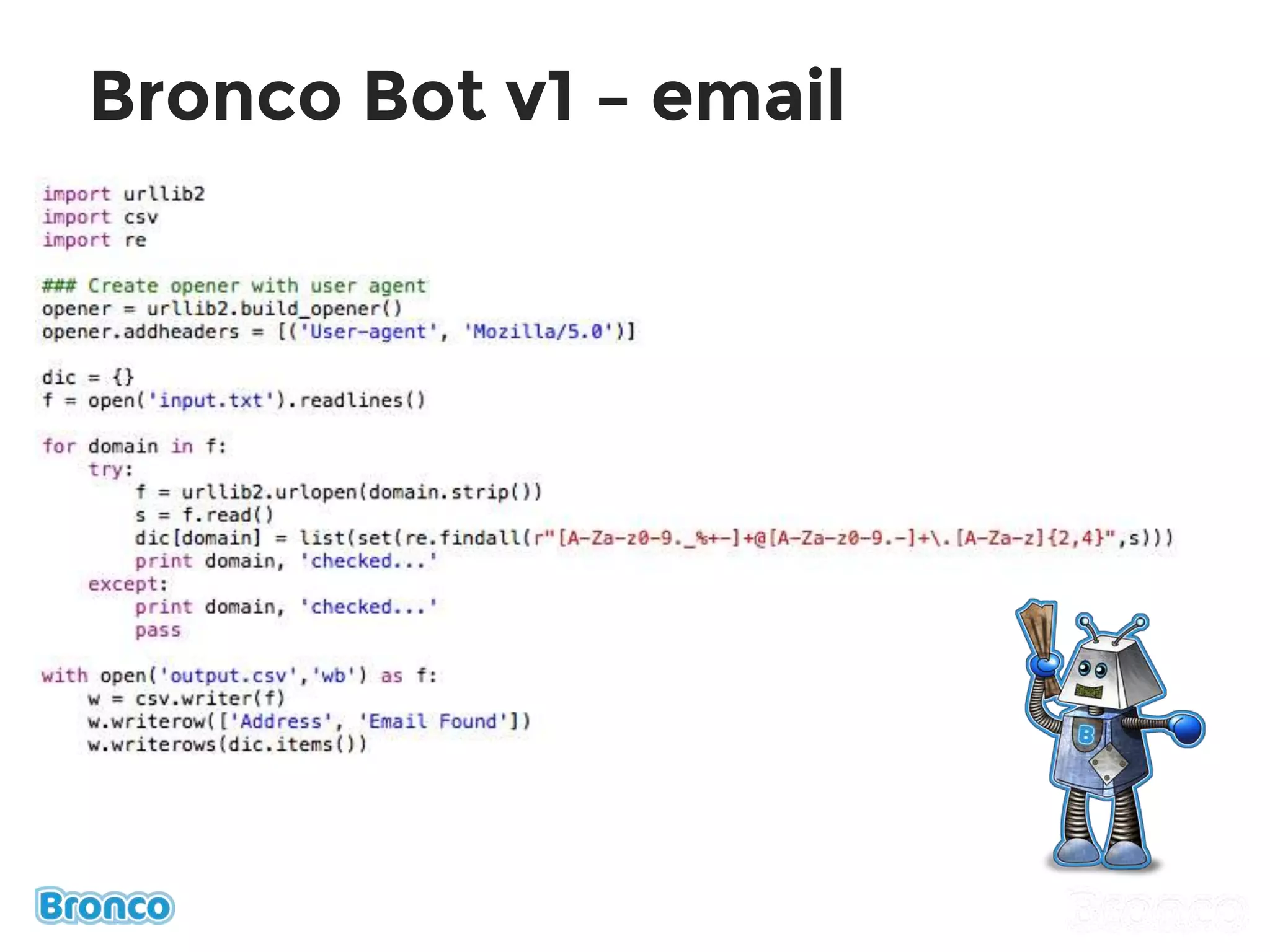 Bronco Bot v1 – email