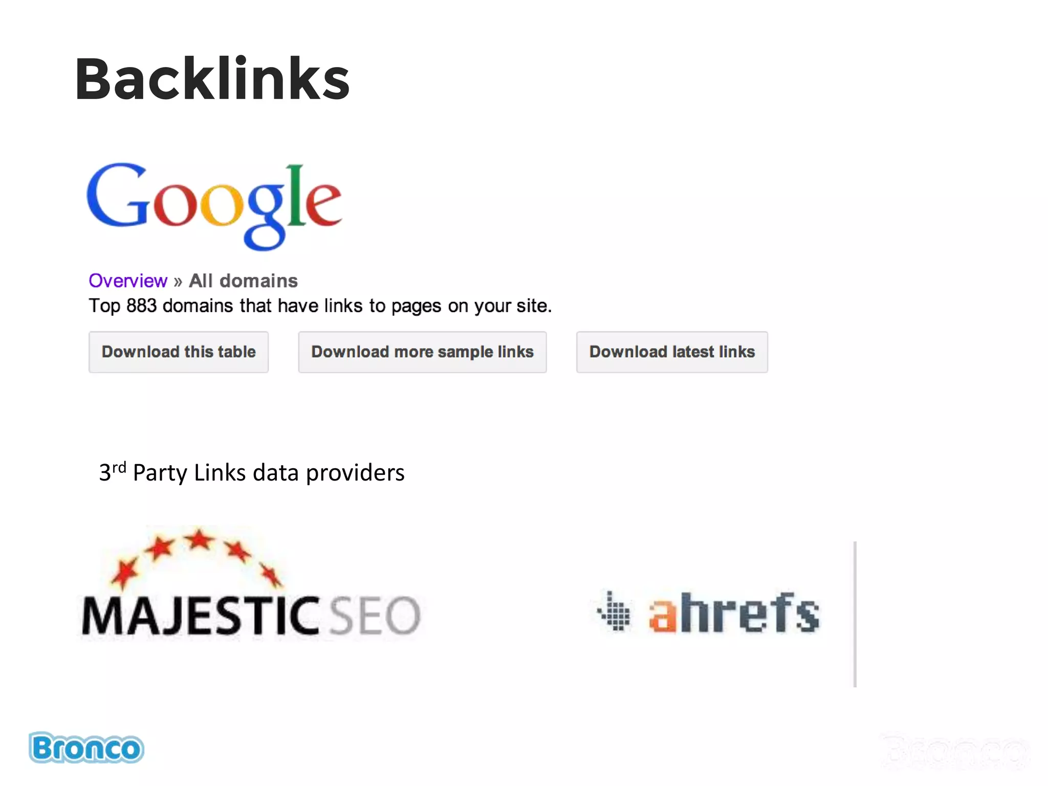 Backlinks
3rd Party Links data providers
