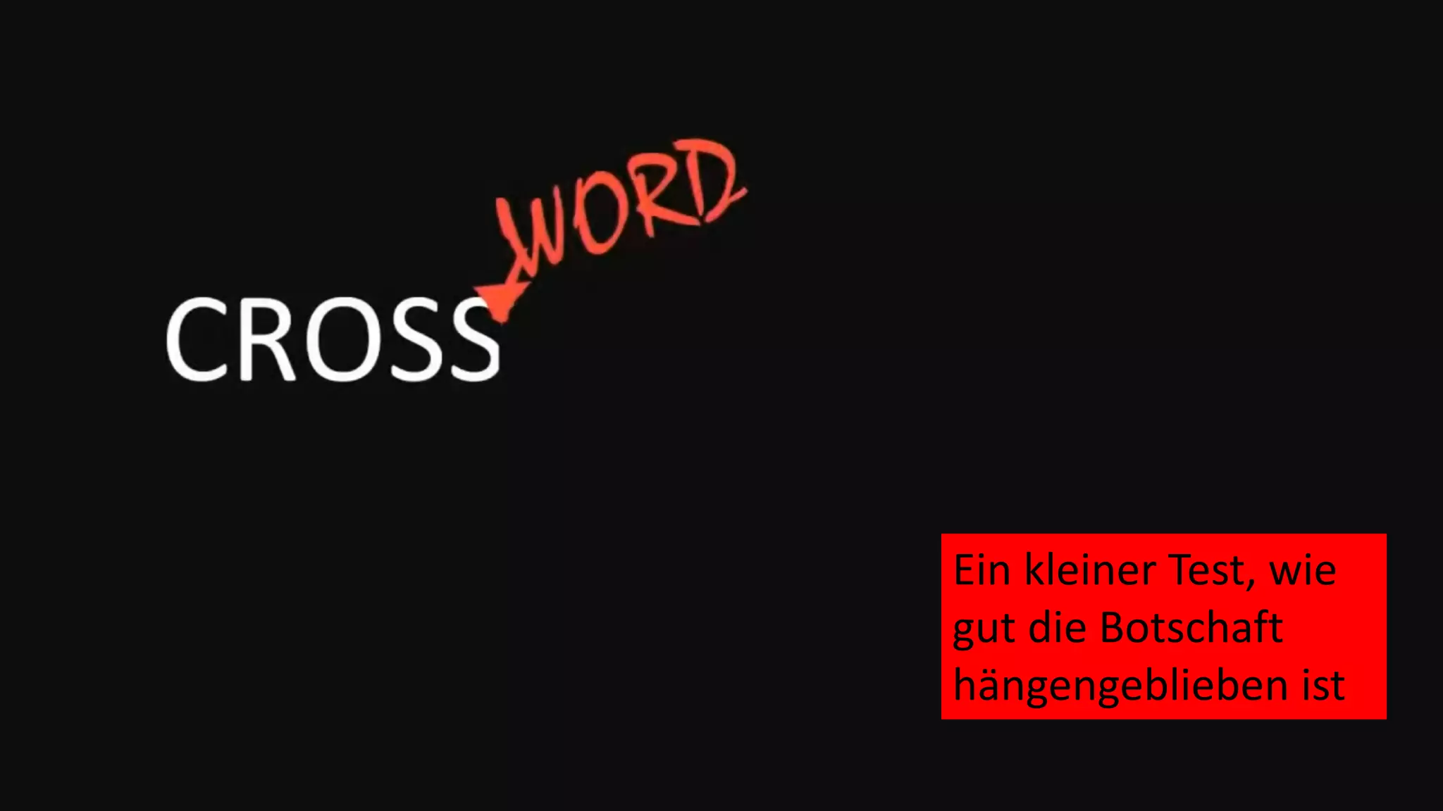 Ein kleiner Test, wie
gut die Botschaft
hängengeblieben ist
 