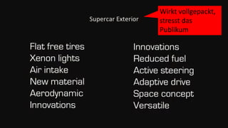 Wirkt vollgepackt,
stresst das
Publikum
 